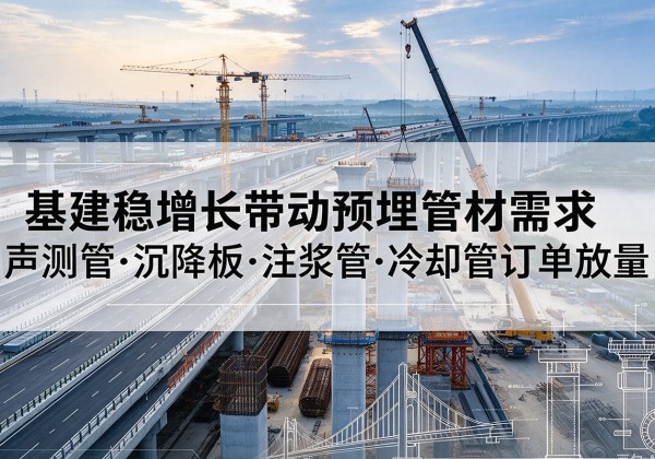 城厢基建稳增长带动预埋监测管材需求，声测管、沉降板、注浆管订单持续放量